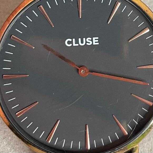 Cluse Minuit Womens Black Rose Gold Tone Leather Strap Watch - Picture 7 of 7